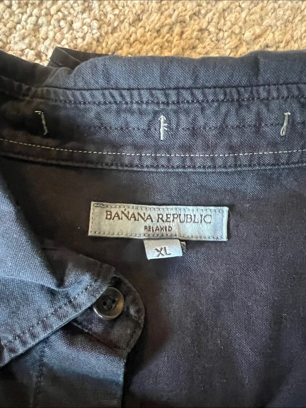 Banana Republic Dark Navy Casual Button-Down Shirt